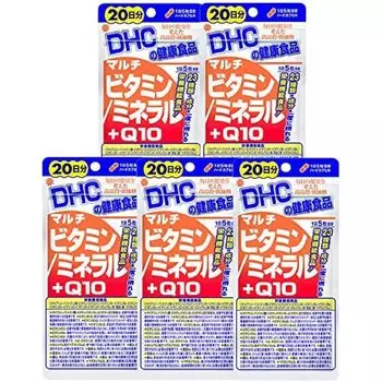 Комплекс мультивитаминов и минералов DHC +Q10, 5 упаковки, 100 таблеток