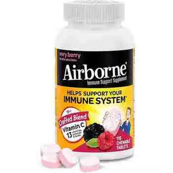 Комплекс с витамином С для иммунной поддержки Airborne Vitamin C 1000 мг Very Berry Flavor, 116 таблеток