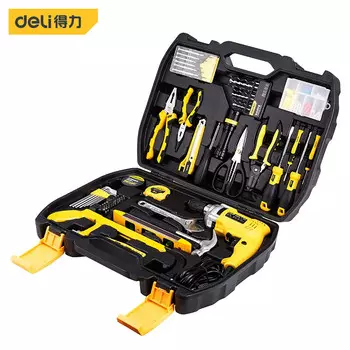 Комплексный набор для обслуживания ударной дрели Deli, бытовой многофункциональный ящик для инструментов из 138 предметов, набор для электрических дрелей, часы, пакетный набор для электрика, деревообработки, комплексный набор для обслуживания DL...