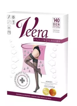 Компрессионные чулки Veera Poczochy Przeciwylakowe 140 DEN Kolor Orzech, 3