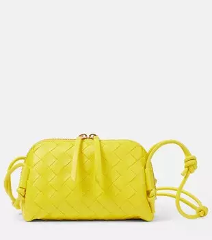 Концертная плечевая сумка из кожи Intrecciato Bottega Veneta, Daffodil-Gold