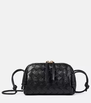 Концертный мини-кошелек Intrecciato из кожи Bottega Veneta, Black-Gold