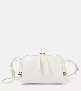Концертный мини-кожаный кроссбоди Bottega Veneta, Chalk-M Brass