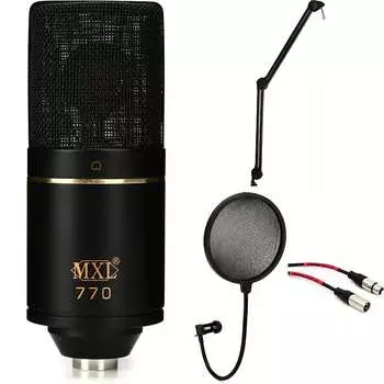 Конденсаторный микрофон MXL 770 Complete Small Diaphragm Cardioid Condenser Microphone with Boom Arm and Pop Filter