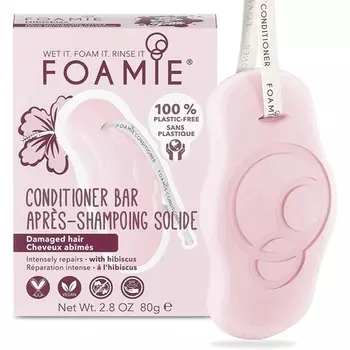Кондиционер-батончик «Гибискус» с маслом какао для поврежденных волос — без пластика, без мыла, веганский — идеально подходит для путешествий, Foamie