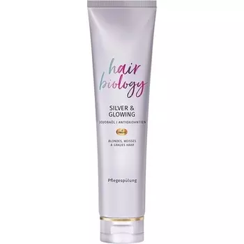 Кондиционер с серебром и сиянием для светлых, седых и белых волос, с желтым тонированием, без желтого цвета, антижелтый кондиционер с маслом жожоба, уход за волосами, 160 мл, Hair Biology