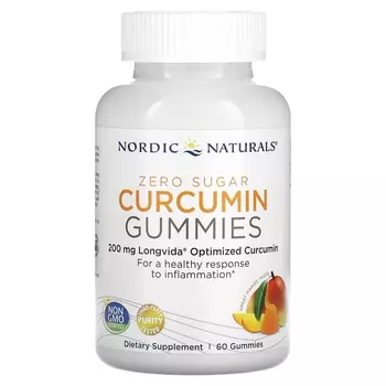 Конфеты жевательные с куркумином Nordic Naturals Curcumin Gummies 200 мг со вкусом манго, 60 жевательных конфет