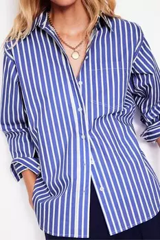 Конни свободная хлопковая рубашка из 100% хлопка Boden, синий