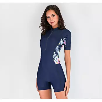 Консервативный цельный купальник для подводного плавания SBART для женщин, облегающий облегающий купальник с короткими рукавами европейского и американского образца F8138 синий XXXL