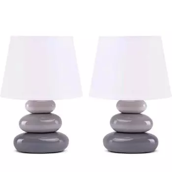 KONSIMO Прикроватные светильники 2 шт. "SALU", серый/белый, керамика, современный, 18x24x18см
