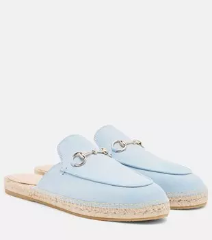 Конские удила замшевые мюли-эспадрильи Gucci, Porcelain Light Blue