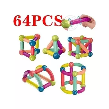 Конструктор магнитный, 64 детали
