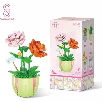 Конструктор пластиковый Betty Becky Цветы в вазе, 330 деталей