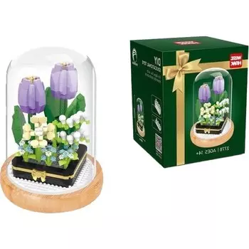 Конструктор пластиковый Bozhou Ирисы в колбе, 490 деталей