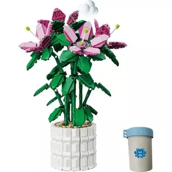 Конструктор пластиковый Brave Bull Цветы в горшке, розовый / зеленый