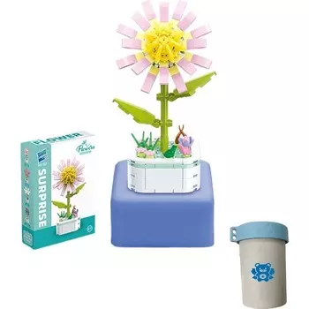 Конструктор пластиковый Brave Bull Цветы в клумбе, розовый / желтый