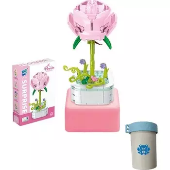 Конструктор пластиковый Brave Bull Цветы в клумбе, розовый / зеленый