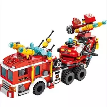 Конструктор пластиковый Dlloer Пожарная машина, 557 деталей