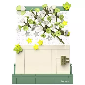 Конструктор пластиковый Jea Love Картина с цветами, зеленый / белый