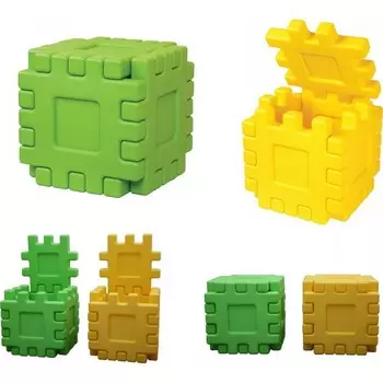 Конструктор пластиковый King Kids Волшебные коробочки, желто-зеленый