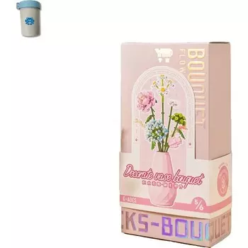 Конструктор пластиковый Kungfu Panda Цветы в вазе, белый / розовый