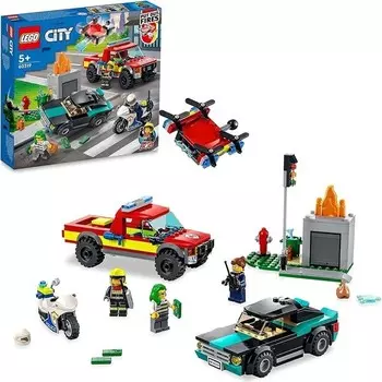 Конструктор пластиковый Lego City Пожарные и полицейская погоня, 295 деталей