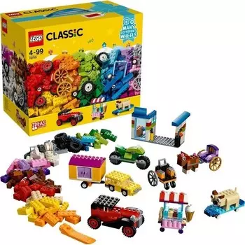 Конструктор пластиковый Lego Classic с колесиками, 442 предмета