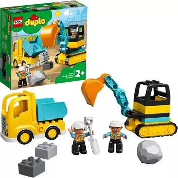 Конструктор пластиковый Lego Duplo Грузовик и гусеничный экскаватор, 20 деталей