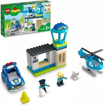 Конструктор пластиковый Lego Duplo Полицейский участок и вертолет, 40 деталей