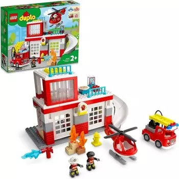 Конструктор пластиковый Lego Duplo Пожарная станция и вертолет, 117 деталей