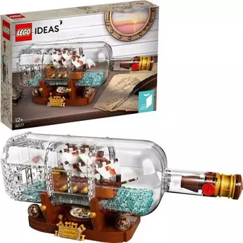 Конструктор пластиковый Lego Ideas Корабль в бутылке на подставке