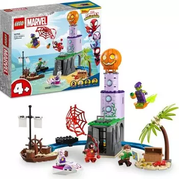 Конструктор пластиковый Lego Marvel Команда паука на маяке зеленого гоблина, 149 деталей