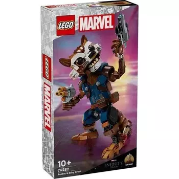 Конструктор пластиковый Lego Marvel Super Heroes Енот Ракета и малыш Грут, 566 деталей
