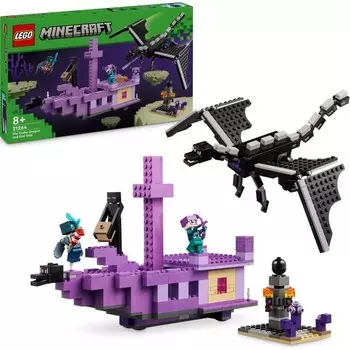 Конструктор пластиковый Lego Minecraft Эндер-дракон и корабль Края, 657 деталей