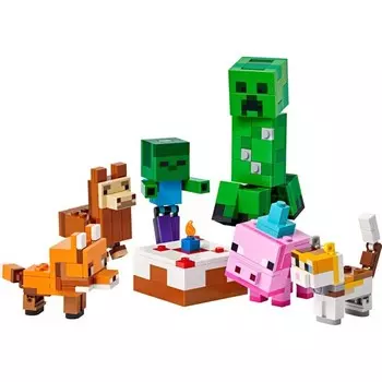 Конструктор пластиковый Lego Minecraft Празднование дня рождения поросенка, 351 деталь
