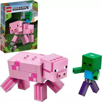 Конструктор пластиковый Lego Minecraft Свинья и Зомби-ребёнок, 490 деталей