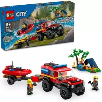 Конструктор пластиковый Lego Пожарная машина со спасательным катером, 301 деталь
