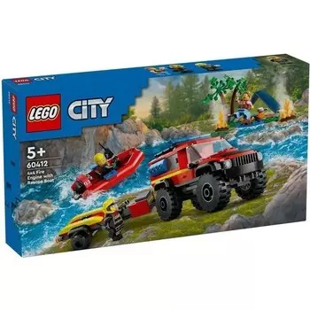 Конструктор пластиковый Lego Пожарная машина со спасательным катером, 301 деталь
