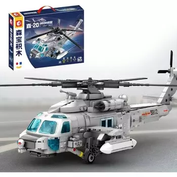 Конструктор пластиковый Lego Sembo Block Военно морской вертолет, 862 детали
