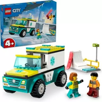 Конструктор пластиковый Lego Скорая помощь и сноубордист, 79 деталей