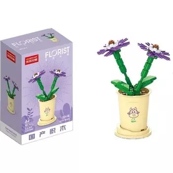 Конструктор пластиковый Magiceham Цветочный горшок, фиолетовый