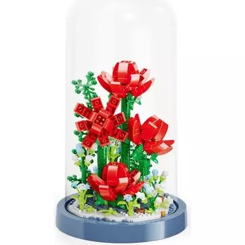 Конструктор пластиковый Magiceham Роза в колбе, 570 деталей