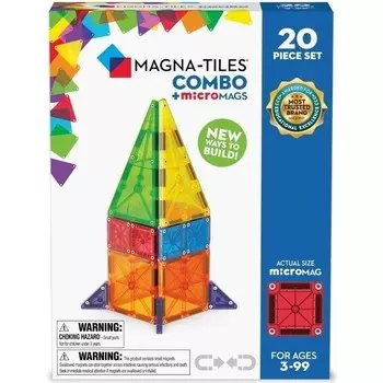 Конструктор пластиковый Magna-Tiles Combo + Micromags, 20 деталей