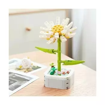 Конструктор пластиковый Mj Toys Цветы в клумбе, белый