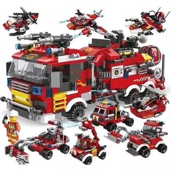Конструктор пластиковый Pairuidaisi Пожарная часть 8-в-1