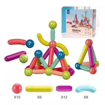 Конструктор пластиковый PandoraPlanet Enjoytime Магнитные строительные палочки, 36 деталей