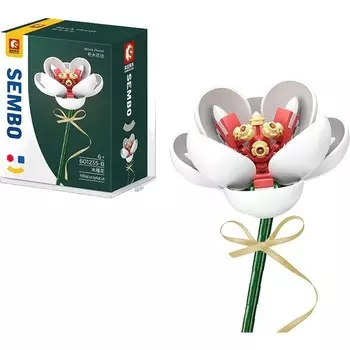 Конструктор пластиковый Sembo Букет из мелких частиц, белый / красный