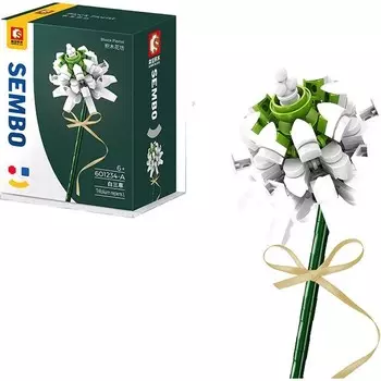 Конструктор пластиковый Sembo Букет из мелких частиц, белый / зеленый