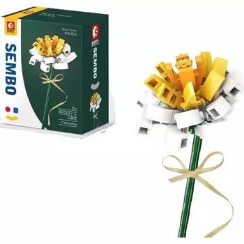 Конструктор пластиковый Sembo Букет из мелких частиц, белый / желтый