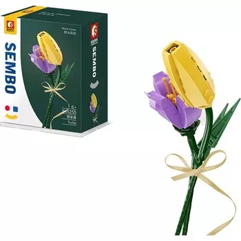 Конструктор пластиковый Sembo Букет из мелких частиц, желтый / фолетовый